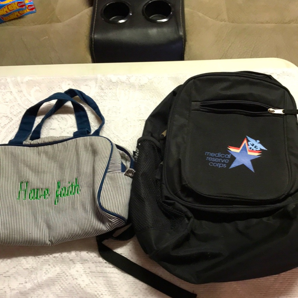 Backpack and Cosmetic Bag